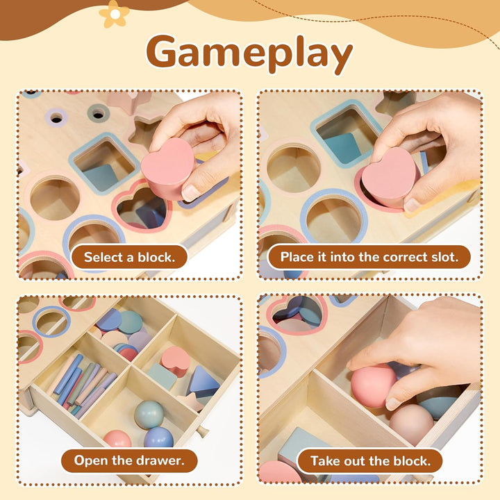 Arbolisse Montessori Spielzeug ab 1 2 3 Jahr, Holzspielzeug Kinder Farbe Sortierspiel Baby Spielzeug
