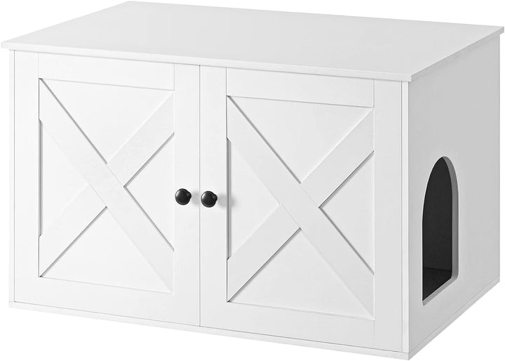 Feandrea Katzenhaus, Katzenklo-Schrank mit herausnehmbarer Trennwand, Tisch, 80 x 53 x 50 cm, weiss