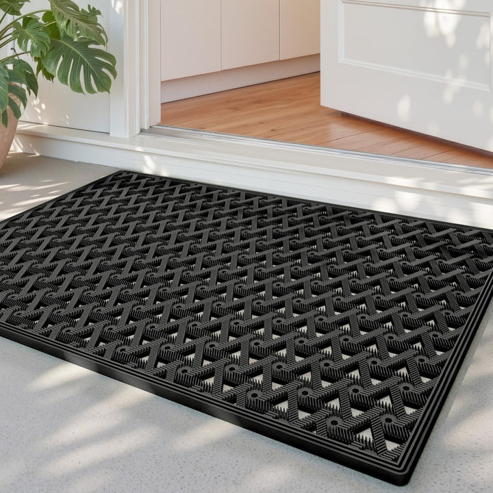 DEXI Fussmatte Aussen 48,5 x 75 cm, rutschfeste Schmutzfangmatte mit Drainagelöchern, Wasserdicht &