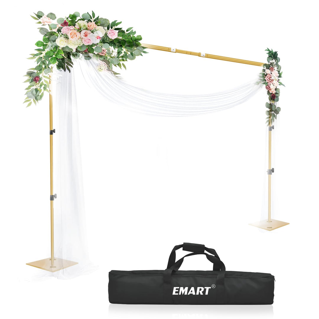 EMART Goldener Foto Hintergrund Ständer mit Stahlsockel, 2mx3m Verstellbarer Hintergrundständer Kit