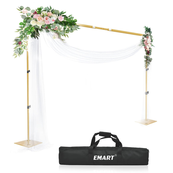 EMART Goldener Foto Hintergrund Ständer mit Stahlsockel, 2mx3m Verstellbarer Hintergrundständer Kit