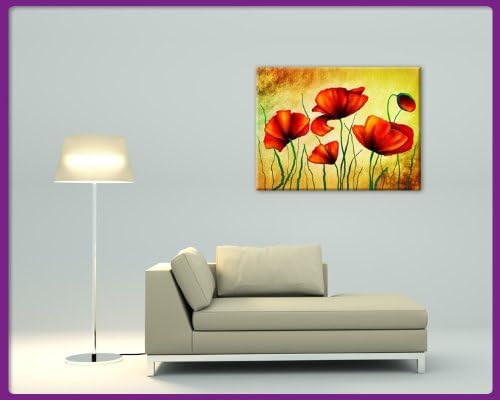 Bilderdepot24 Bild auf Leinwand | Mohnblumen in 60x50 cm als Wandbild | Wand-deko Dekoration Wohnung