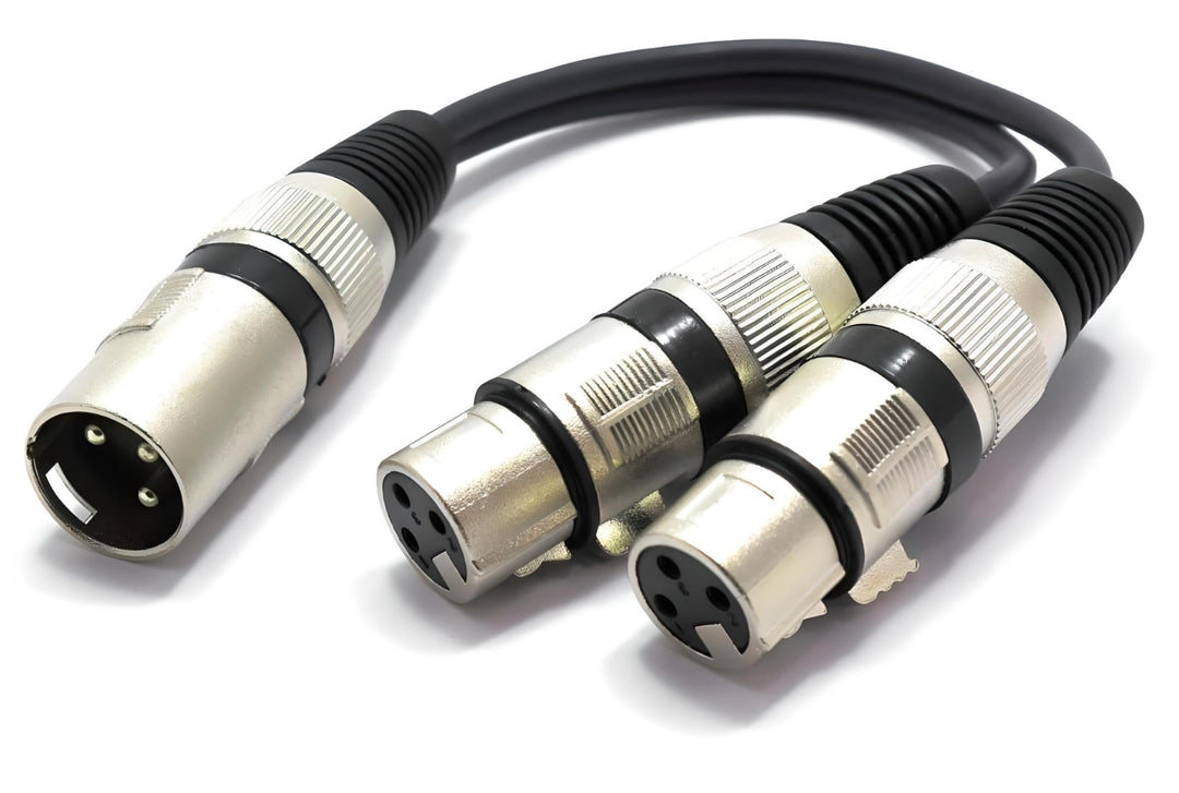 XLR Splitter Audio Adapter Stecker auf 2x XLR Buchse 3 Polig Splitterkabel Y-Kabel Vertailer Männlic