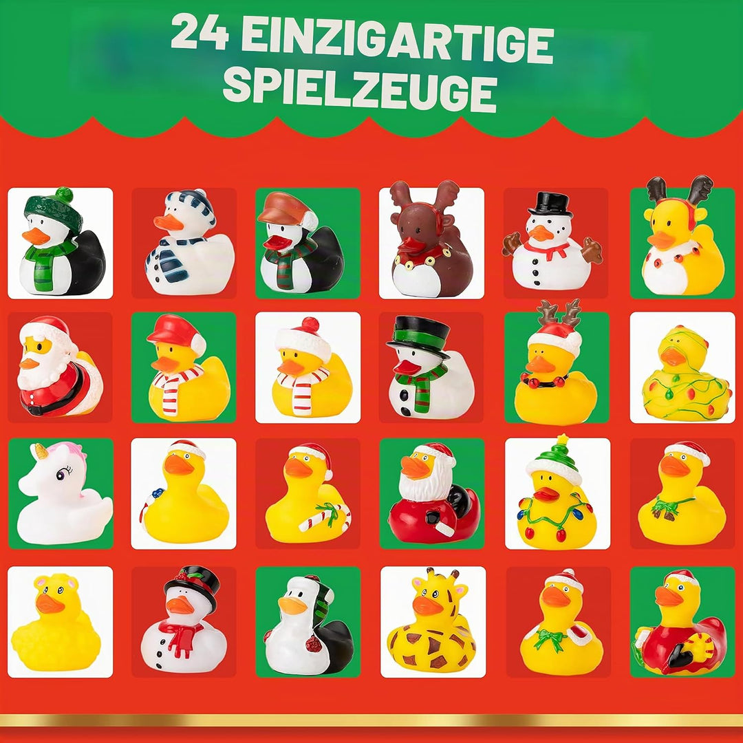 JOYIN Adventskalender 2023 mit Spielzeug Ente für 24 Tage Weihnachten Countdown mit 24 Gummienten fü