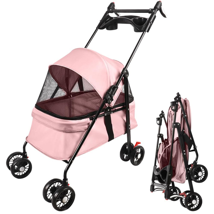 Homewell Klappbarer Haustierwagen mit Getränkehalter, Hundewagen & Katzenwagen, Leicht & Bequem mit