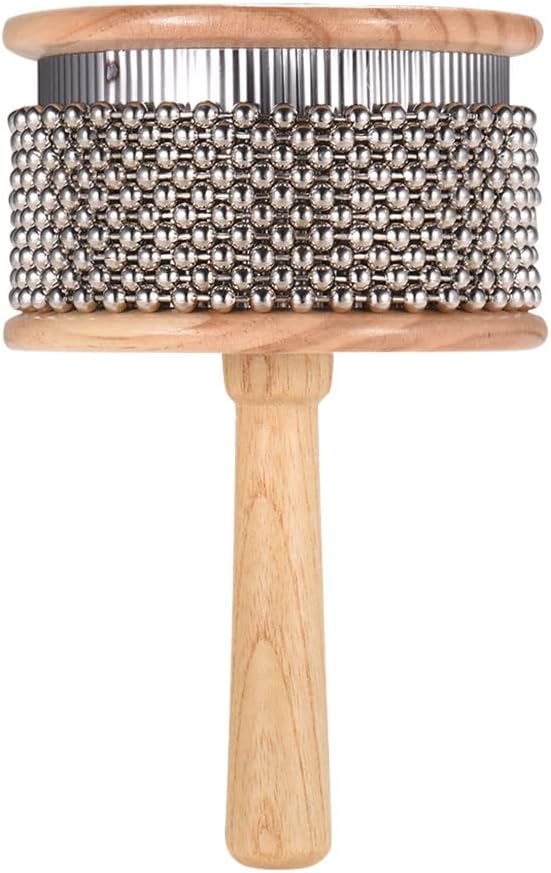 Heysland Cabasa-Percussion-Musikinstrument aus Holz, Metallperlenkette und Zylinder, Pop-Hand-Shaker