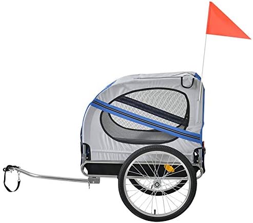 Faltbarer Fahrradanhänger für Hunde, Fahrradanhänger mit Sicherheitsgurt und Flagge, max. 40 kg (Bla