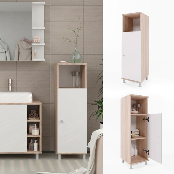 Vicco Midischrank Fynn, Weiss/Sonoma/Sonoma, 30 x 95 cm Weiss/Sonoma 95 x 30 cm, Weiss/Sonoma 95 x 3