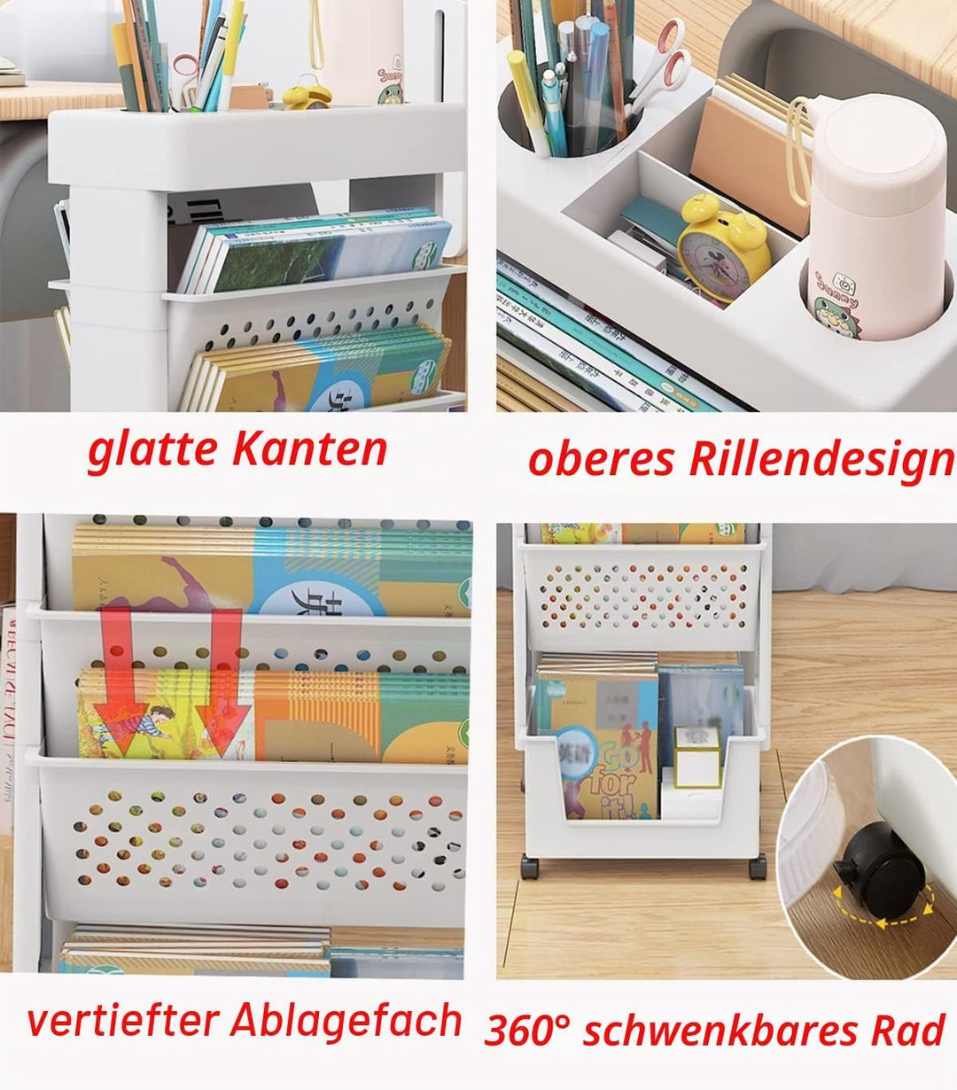 courti Mobiles Schreibtischregal für Klassenzimmer, kompakter Schreibtisch-Aufbewahrungs-Organizer m