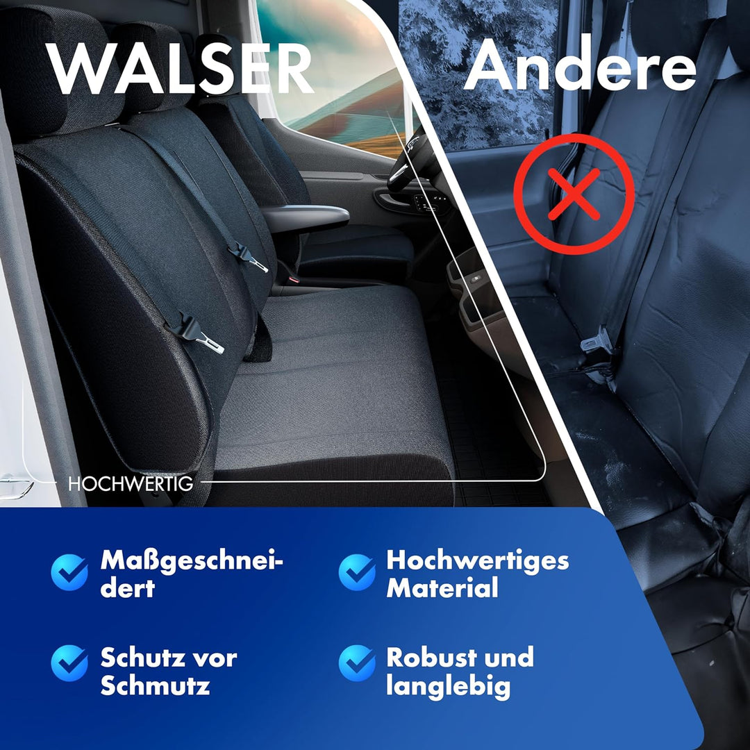 Walser Transporter Sitzbezüge Auto kompatibel mit Mercedes-Benz Viano/Vito, Einzel/Doppelbank, Auto