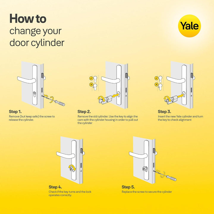 Yale 2100 Serie Europrofil-Knaufzylinder 40/30K mm Poliertes Chrom: Maximaler Schutz mit komfortable