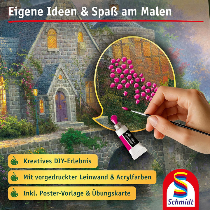 Lamplight Manor: My Artnoble® Thomas Kinkade | Premium-Malset mit vorgedruckter Leinwand und Acrylfa