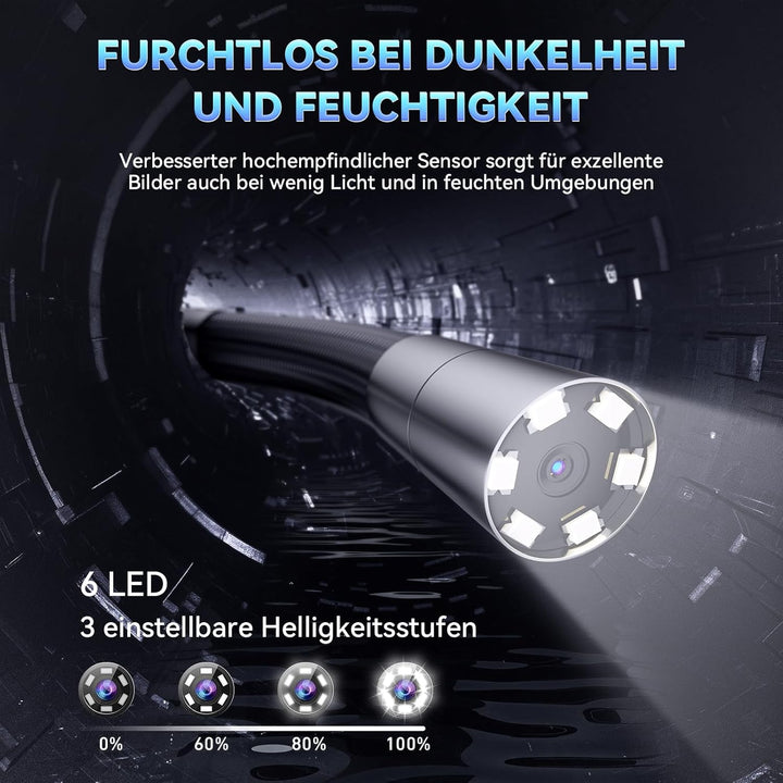 Ralcam Endoskopkamera 6,2mm Endoscope Camera - Endoskop 360° Inspektionskamera mit Licht 5,0" HD 128