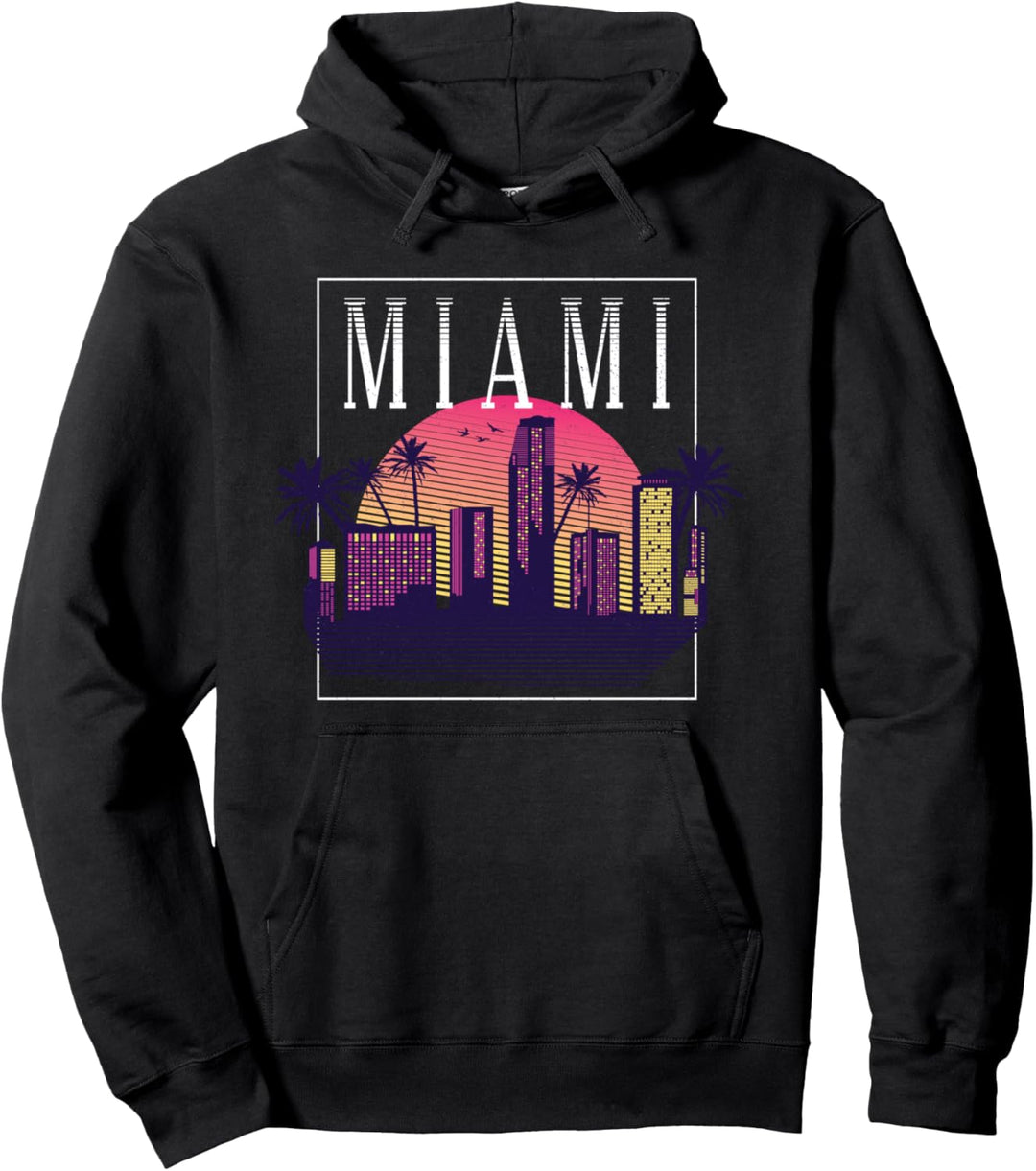 Miami Skyline Vintage Retro Florida USA Amerika Souvenir Pullover Hoodie