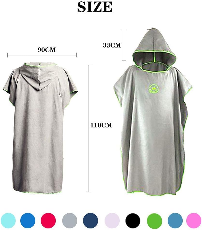 Hiturbo Mikrofaser Handtuch Poncho, Umziehhilfe Strand, Surf Poncho Herren und Damen Changing Robe,