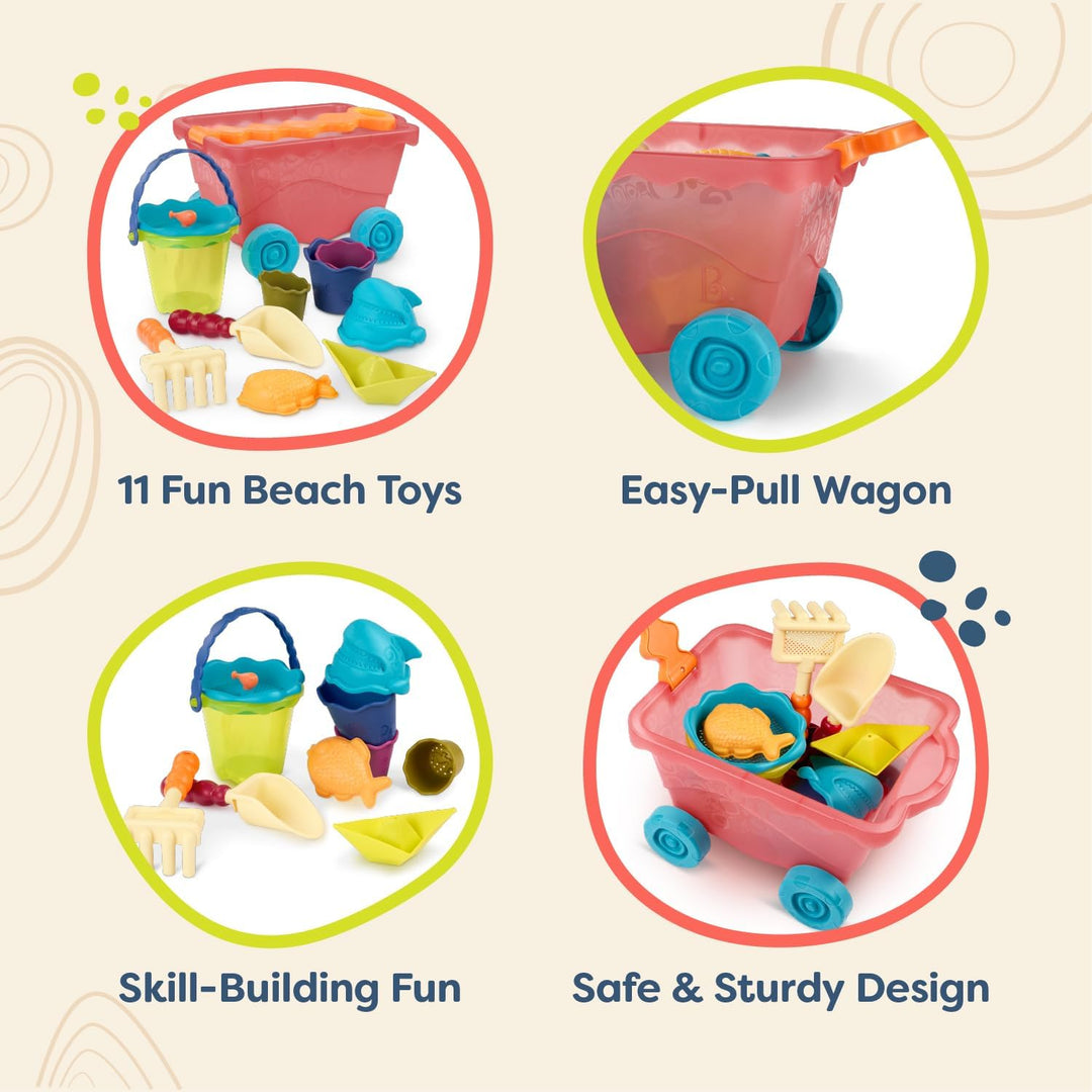 B. toys - Wavy-Wagon - Rot - Bollerwagen &amp; Strandspielzeug - 10 Sandspielzeug - Strand Spielset - So