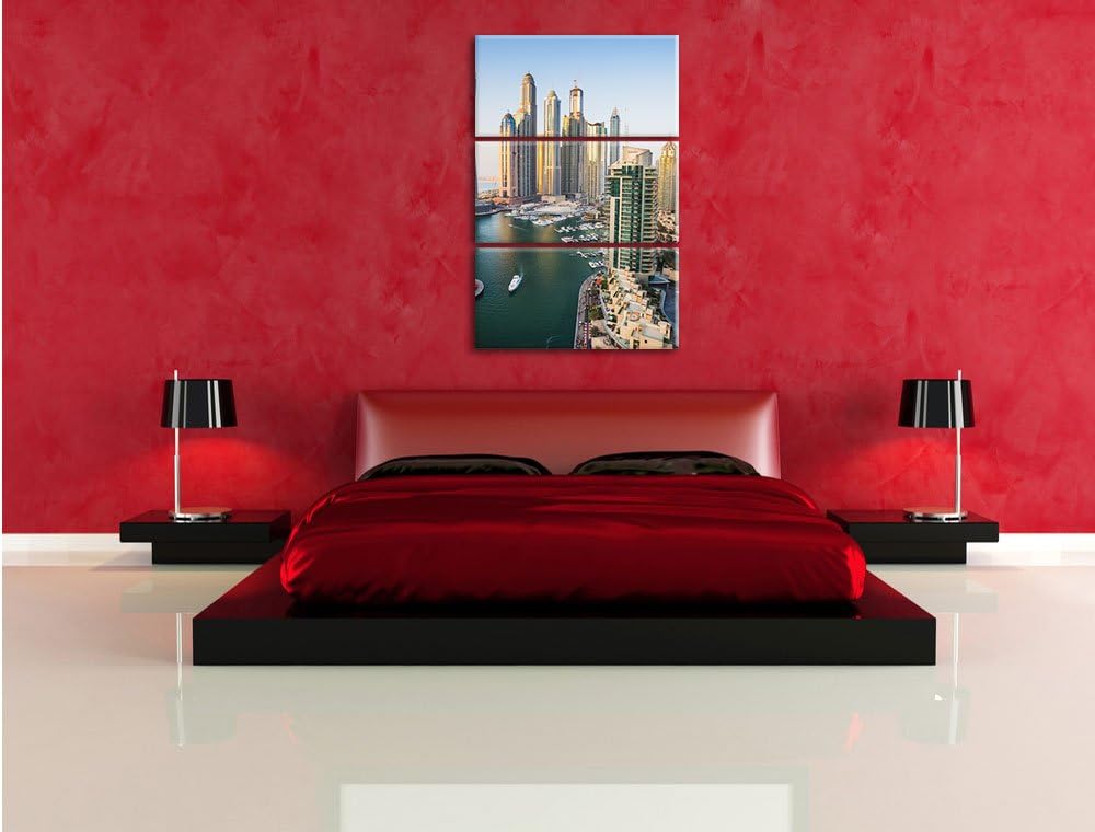 Pixxprint Dubai Metropole als Leinwandbild - Grösse: 3-Teilig (120x80cm) - Wandbild - Kunstdruck - f