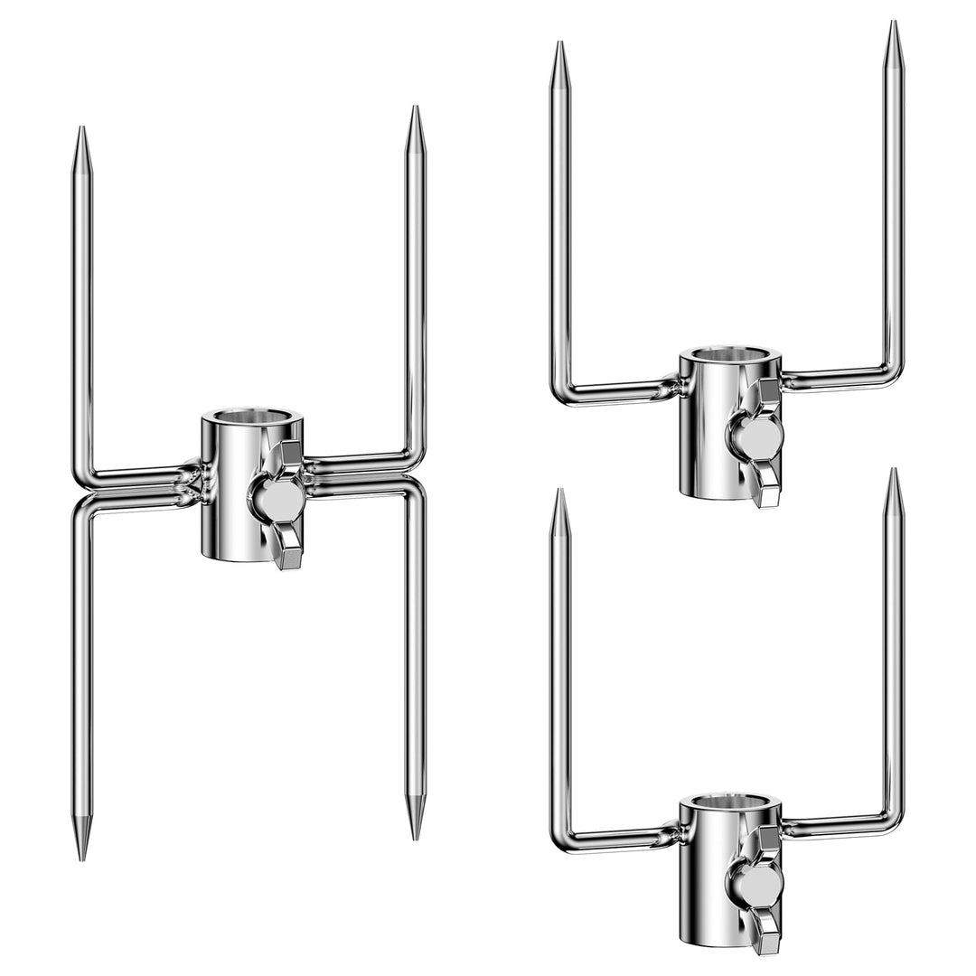 Onlyfire Fleischnadeln für Grillspiess, Enthält Fleischklammer Doppelt und 2 Fleischnadel, Grill Fle