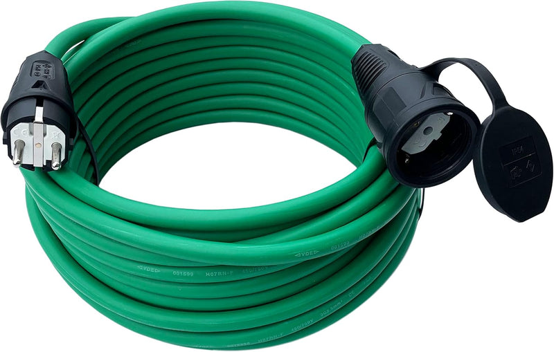 Verlängerungskabel Kabel 230V IP44 H07RN-F 3x2,5mm Gummikabel in GRÜN 30m, 30m