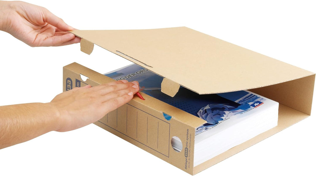 Elba Archiv-Ordner tric system, Wellpappe naturbraun, ohne Bündelungsbügel, 30 Stück