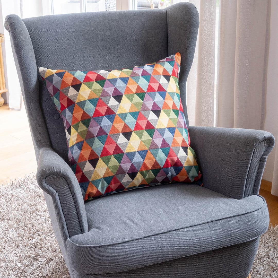Selfitex buntes Sofakissen mit Füllung und Bezug 60x60, Luxus Sofakissen, farbenfrohes Couchkissen,