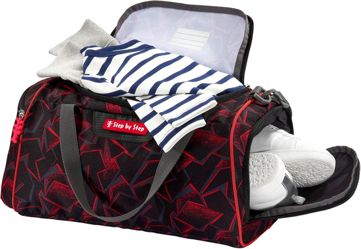 Step by Step Sporttasche Ninja Yuma, schwarz-rot, mit Nasswäschefach, Abnehmbarer Tragegurt, Verstel