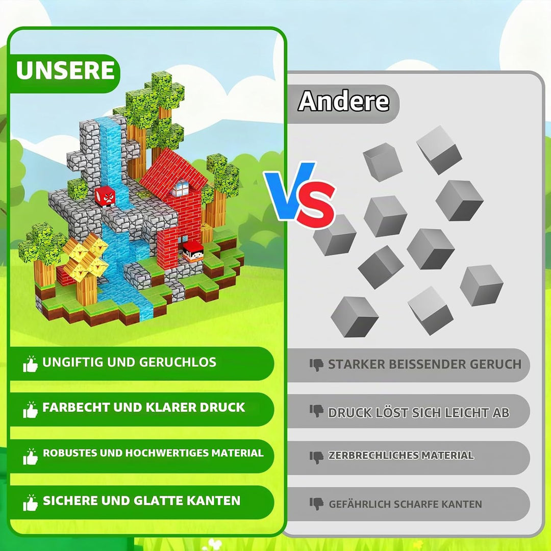 120 TeileMagnetbausteine ab 3 Jahre - Magnetisches Lernspielzeug mit Sensorik Bausteinen für Kinder
