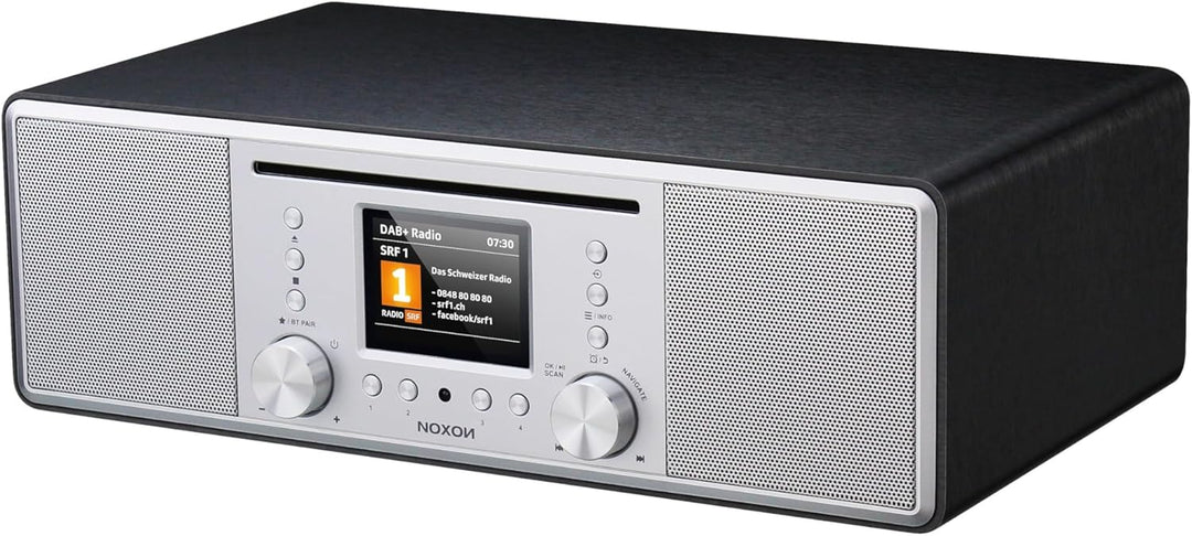 Noxon Furka Silber-Schwarz - DAB+, CD, UKW, Bluetooth, USB, AUX-IN, Stereo, Kopfhöreranschluss Silbe