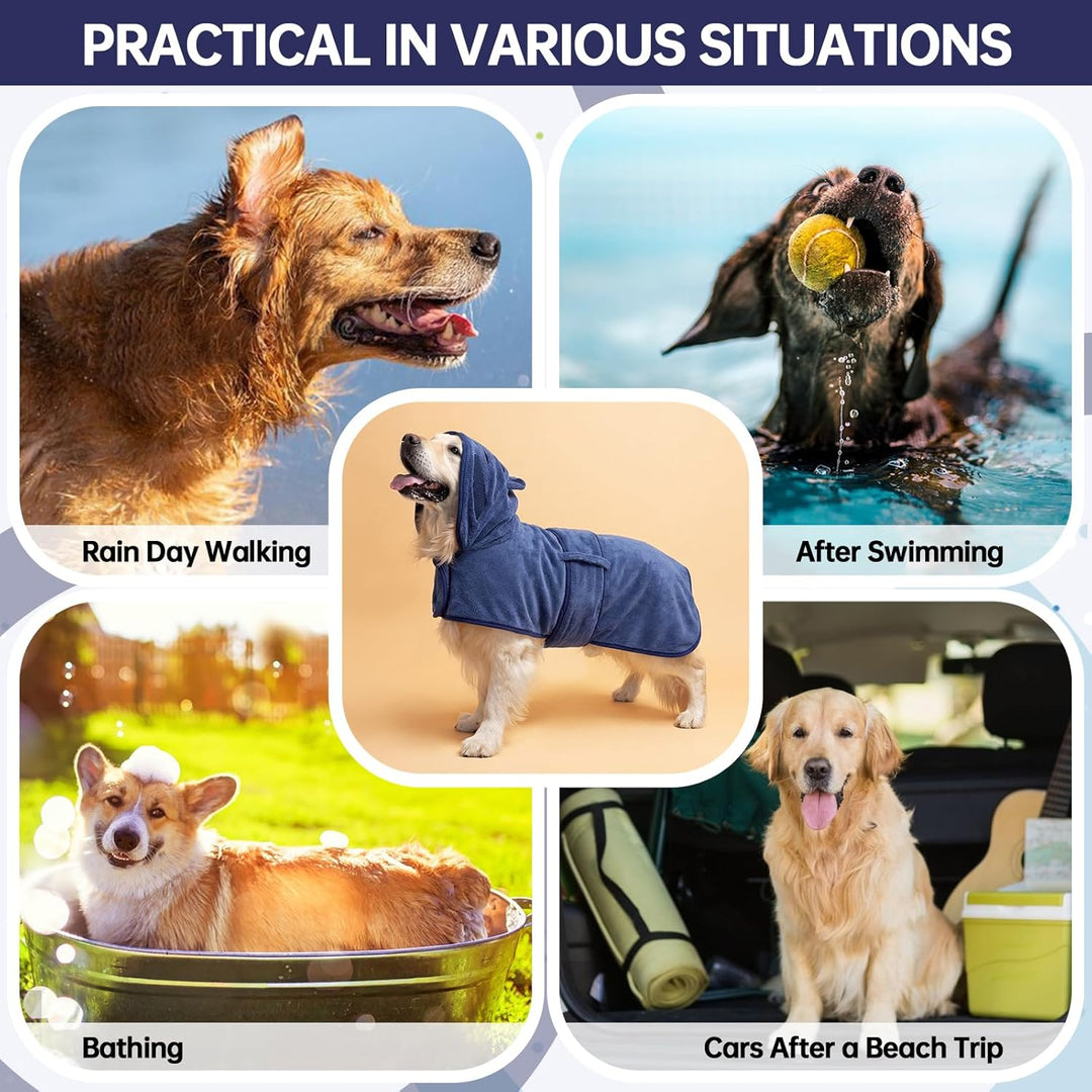 Hundetrocknungsmantel, Hundemantel zum Trocknen von Hunden, Blaue Hundetücher für mittlere Hunde, Mi