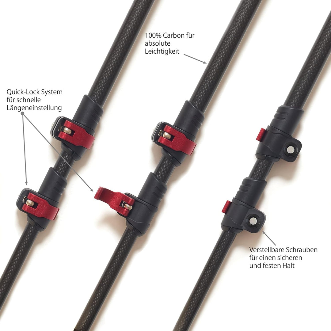 Steinwood Premium 100% Carbon Nordic Walking Stöcke verstellbar mit Teleskop und Klemmverschluss mit