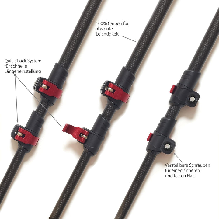 Steinwood Premium 100% Carbon Nordic Walking Stöcke verstellbar mit Teleskop und Klemmverschluss mit