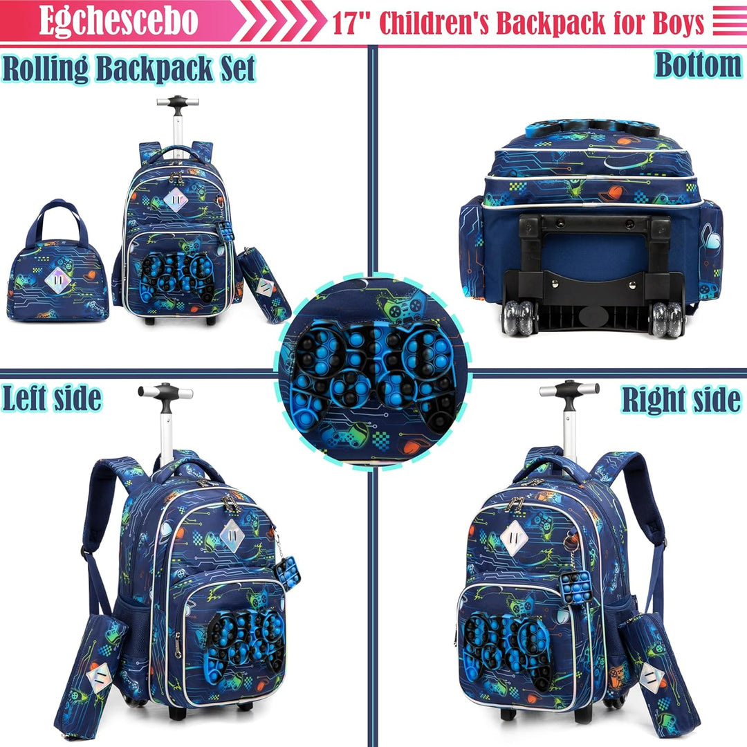 Kinder Rolling Gamepad Rucksack für Jungen Gepäck Koffer mit Rädern Trolley gerollt POP Roller Rucks