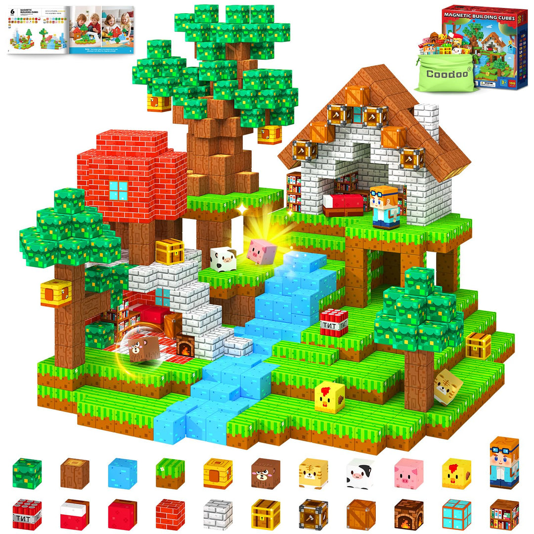 Magnetische Bausteine STEM Montessori Spielzeug für Kleinkinder und Kinder ab 3 Jahre, Vorschule Sen