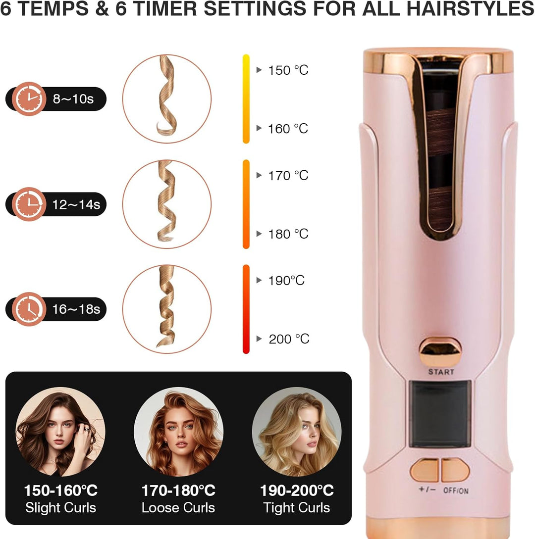 Automatischer Lockenstab, Tragbarer Kabelloser Automatischer Lockenstäbe Automatisch Rotierender Loc