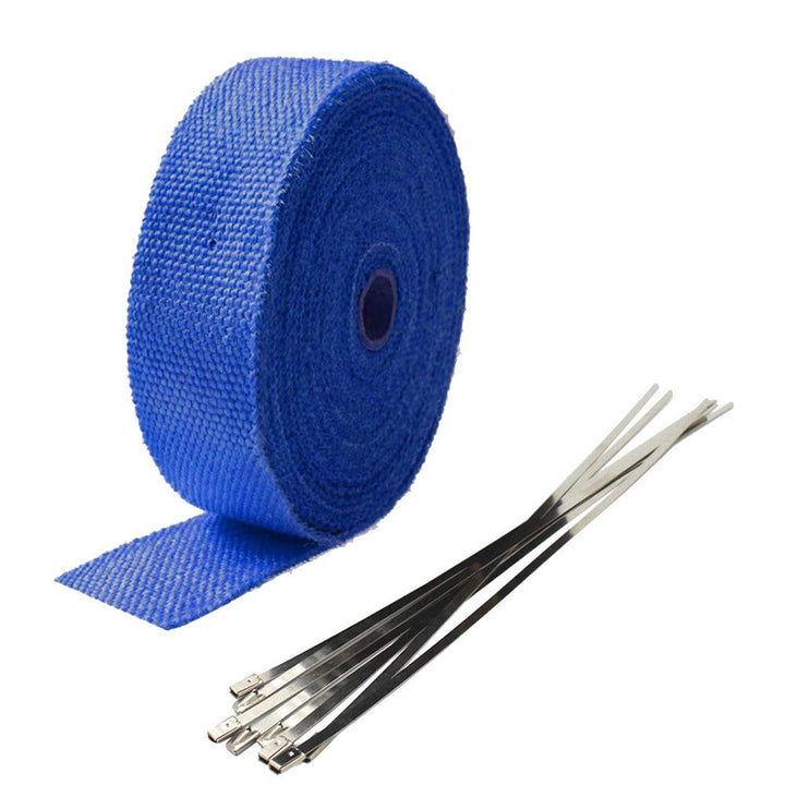 Mintice 5CM X 10M Fiberglas Blau Hitzeschutzband Auspuffband Auspuff Hitze Wickel Schild Hülle Auto