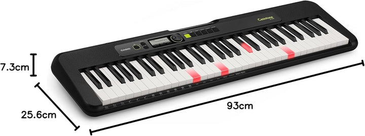 Casio LK-S250 CASIOTONE Leuchttastenkeyboard mit 61 anschlagdynamischen Tasten im Piano-Look mit Beg