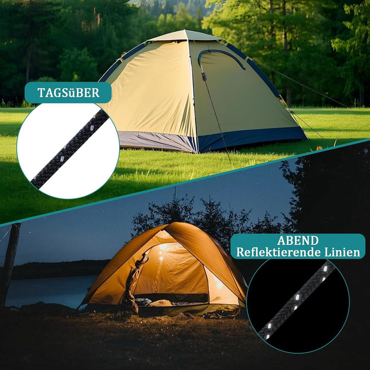 6 Stück Abspannseile mit Seilspanner, 4mm Reflektierend Abspannseile, Einfach zu Bedienen und Langle