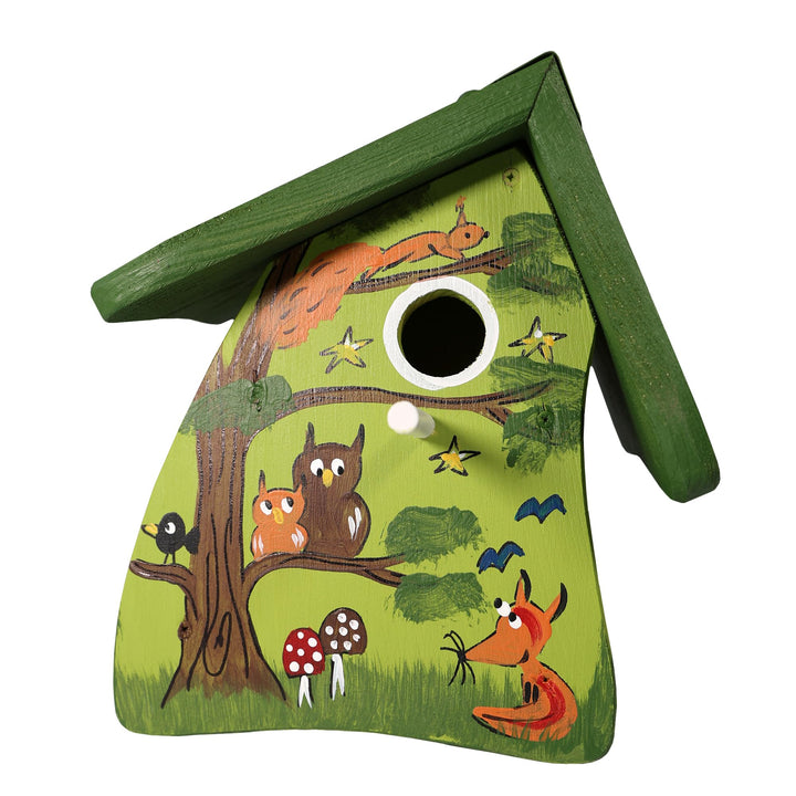 Vogelvilla Nistkasten aus Holz, handbemaltes Nisthaus, mit Aufhängung, Nistkasten Erlebnisgarten