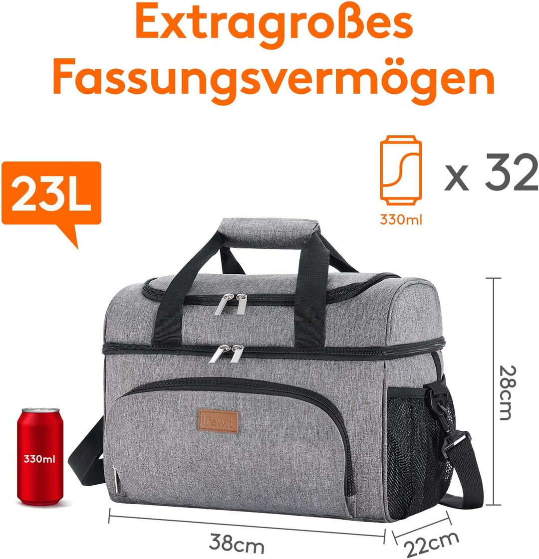 Lifewit Kühltasche Gross Einkaufstasche Faltbar Cooler Bag Sportliche Kühlbox Isoliertasche Double D