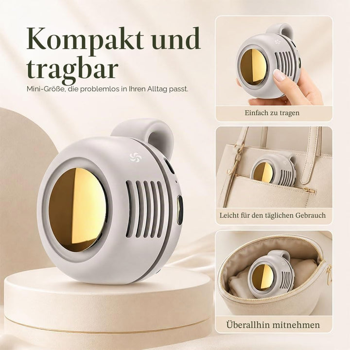 Tragbarer Clip Ventilator, Leiser Mini Ventilator ohne Flügel, mit 3 Geschwindigkeiten & 360° Drehba