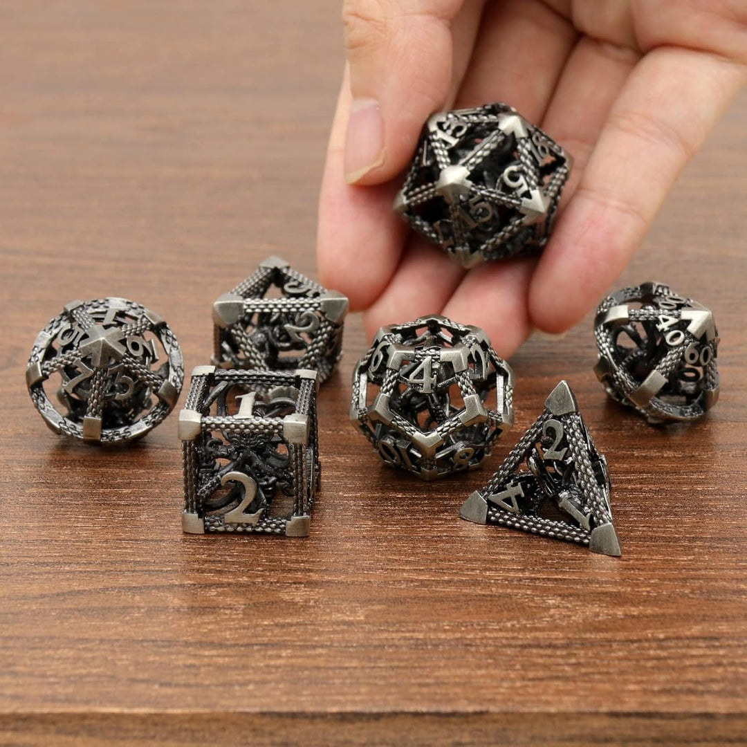 DND Würfelset Rollenspiel, Polyedrische Würfel Set D&amp;D Würfel Set Metall ZHOORQI 7 Stück Der Cthulhu