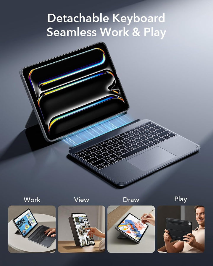 ESR Hülle mit Tastatur für iPad Pro 13" (M5/M4) 2025/2024 – Magnetisch abnehmbare Tastatur, Hoch- un