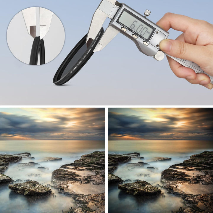 ARTCISE 77 mm Variabler ND-Filter, ultradünn, ND2-ND400 HD, Verstellbarer Fader-Graufilter 77mm, 77m