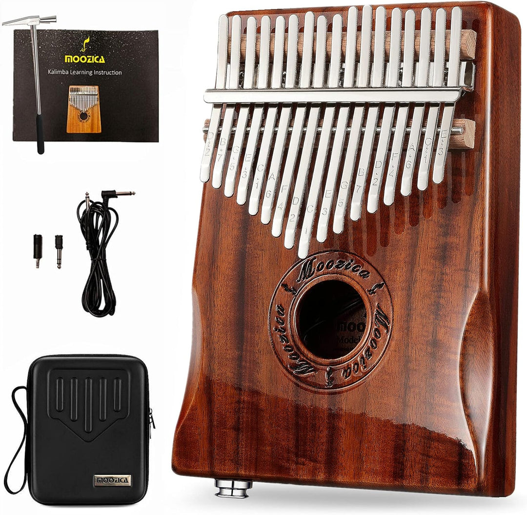 MOOZICA 17 Tasten EQ Kalimba Marimbaphone, Kalimba Daumenklavier aus Koa-Holz mit integriertem Tonab