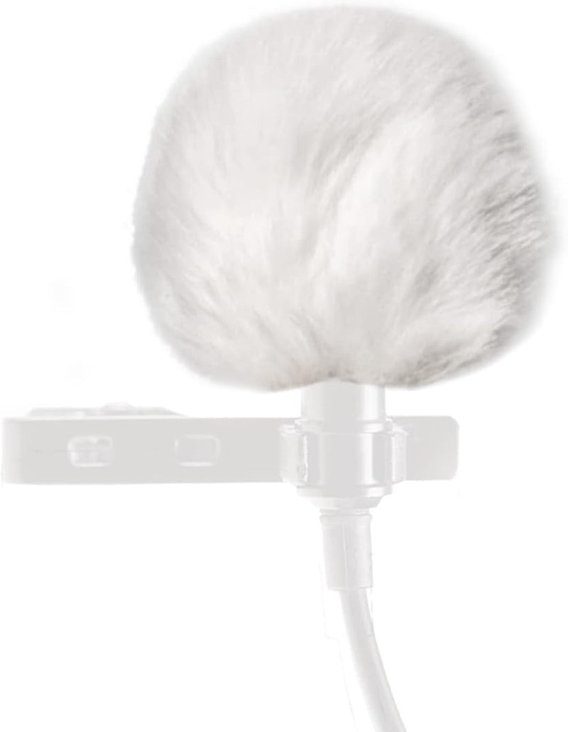 keepdrum 2x WS05-WH White Mini Fell-Windschutz für Lavalier-Mikrofone und Headsets in Weiss