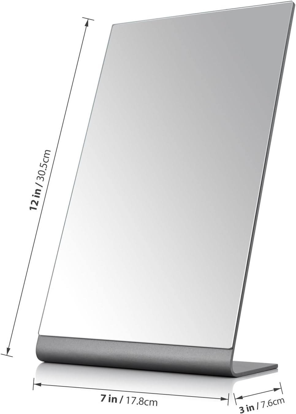 NEZZOE Rechteckiger Schminkspiegel für den Schreibtisch, 12 Zoll Aluminium Tischspiegel, Thekenspieg