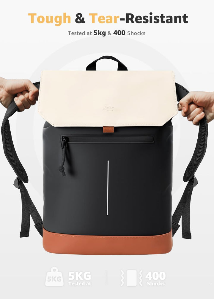 Rucksack Damen & Herren, Mattleder Tagesrucksack mit 15,6" Laptopfach, Eleganter City und Business B