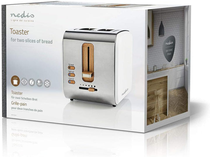 Nedis Toaster - Soft-Touch - 6 Verschiedenen Stufen - Auftau- und Aufwärmfunktion - Krümelschublade