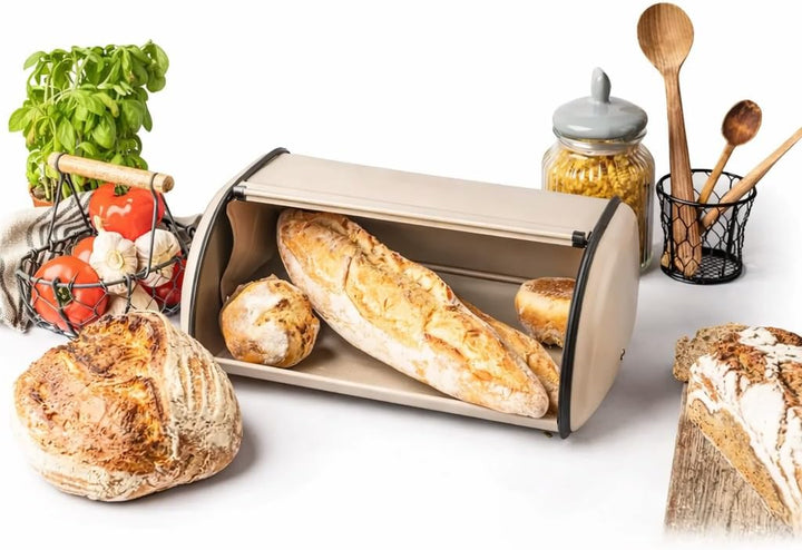 Brotkasten aus Stahl (Creme, Kleine 36cm x 24cm x 15cm) Creme Kleine 36cm x 24cm x 15cm, Creme Klein