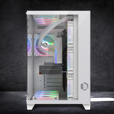 Empire Gaming - (2024 Neu) Gamer PC-Gehäuse CL-242 – ARGB Medium Tower ATX, Micro-ATX und ITX – 7 Lü